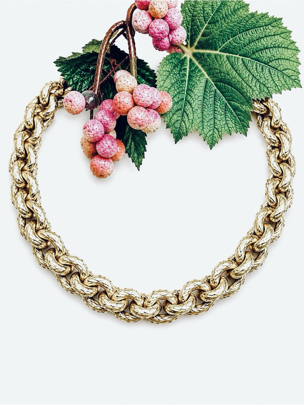 Chunky Shimmering Light-Gold Rope Link Collar Necklace with Extender Valentines
